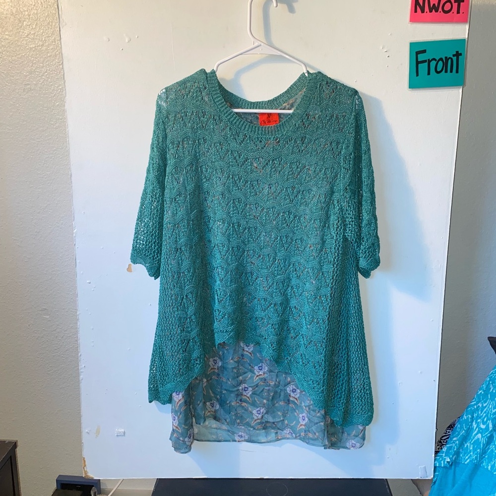 Christina women’s knitted top with underlay size xl nwot